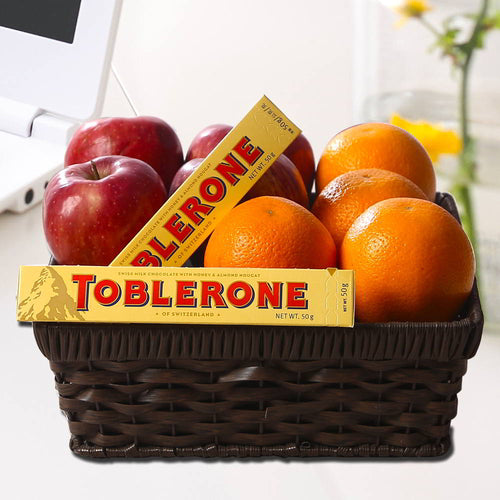 Two Kg Fresh Fruits like Apples Orange with Toblerone Chocolates