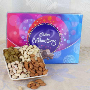 Healthy Dry fruits with Cadbury Celebration Chocolate Gift Combo