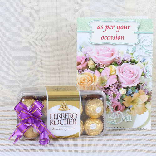 Greeting Card and Sixteen Pcs Ferrero Rocher Chocolates Box