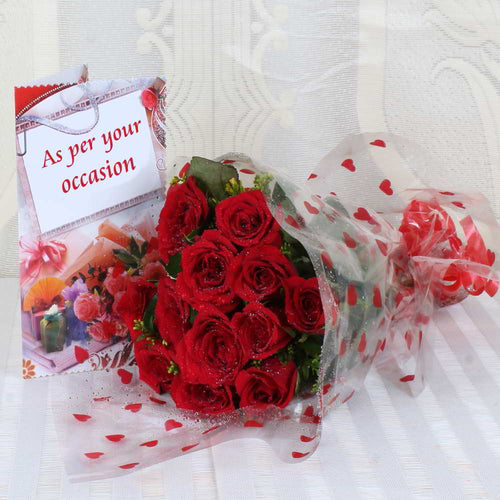 Red Roses Bouquet with Card