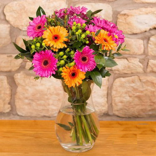 Ten Mix Gerberas In Vase