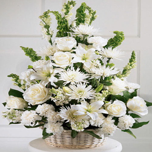 White Flowers Basket