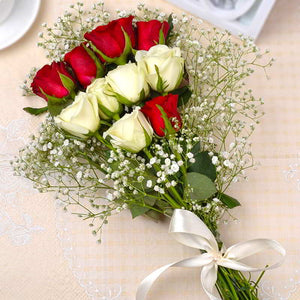 Red and White Roses Bouquet