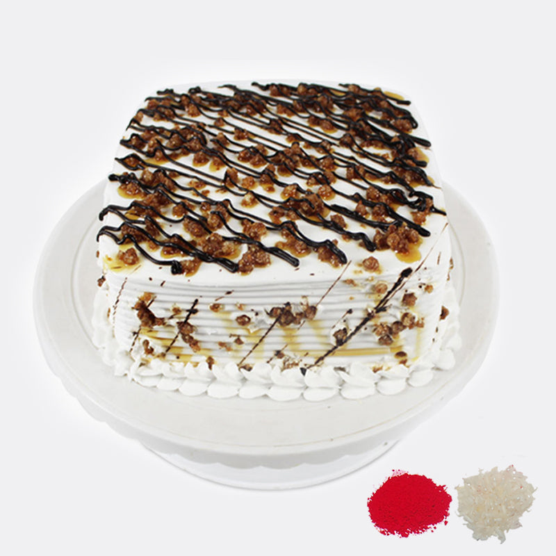 Square Butterscotch Cake For Bhaidooj