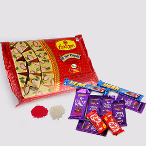 Soan Papdi with Assorted Indian Chocolates for Bhaidooj