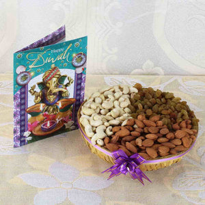 Assorted Dry fruit Basket with Diwali Greeting Card