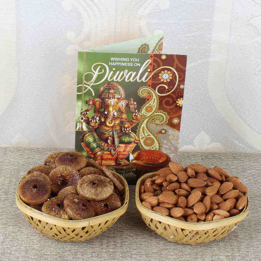 Diwali Dry fruit Basket with Greeting Card