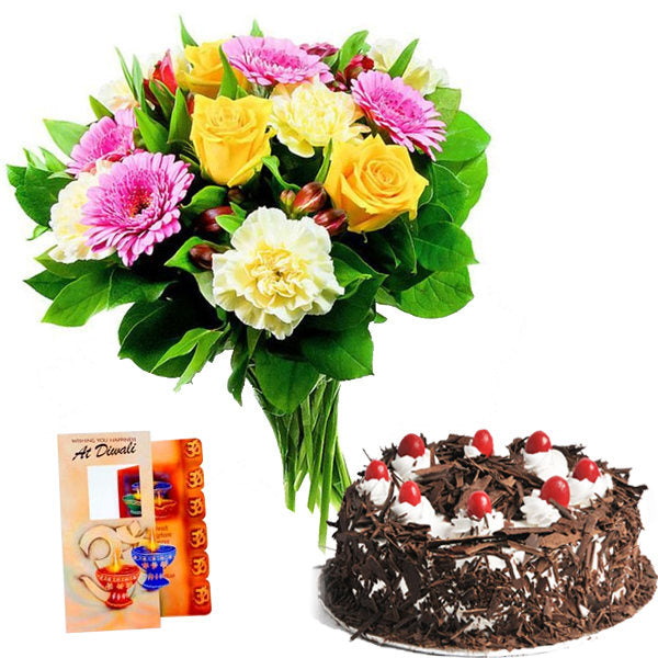 Dipawali Celebration with Cake and Flowers