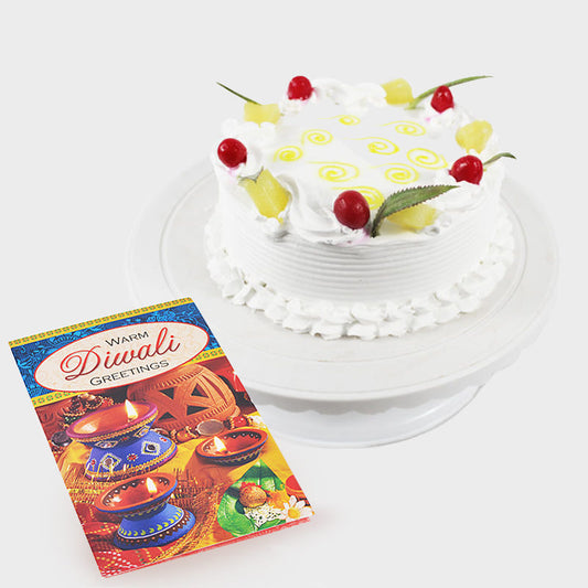Pineapple Cake with Diwali Card
