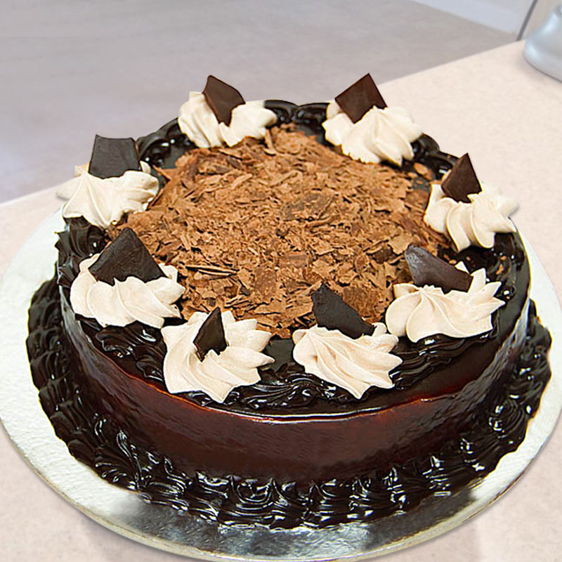 One kg Eggless Dark Chocolate Round Shape Cake