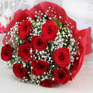 Bouquet of Ten Red Roses