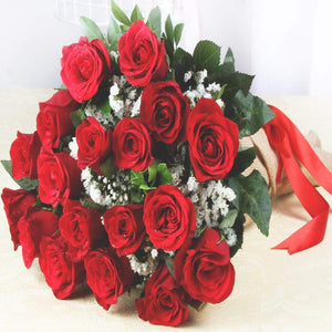 Bouquet of Red Roses in Jute Wrapping