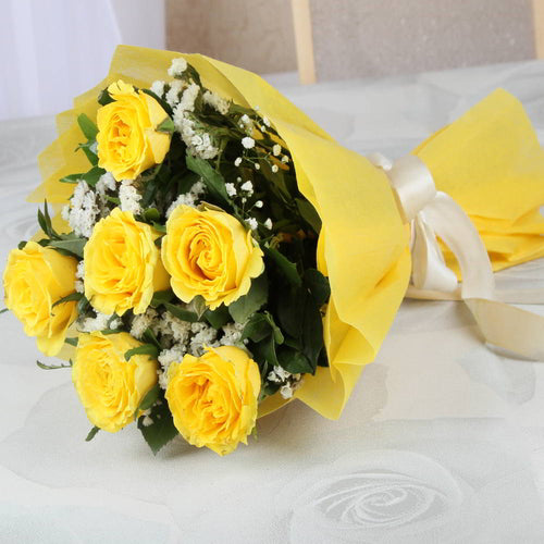 Six Charming Yellow Roses