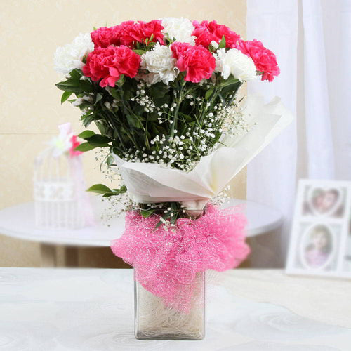 Glass Vase Arrangement of Carnations
