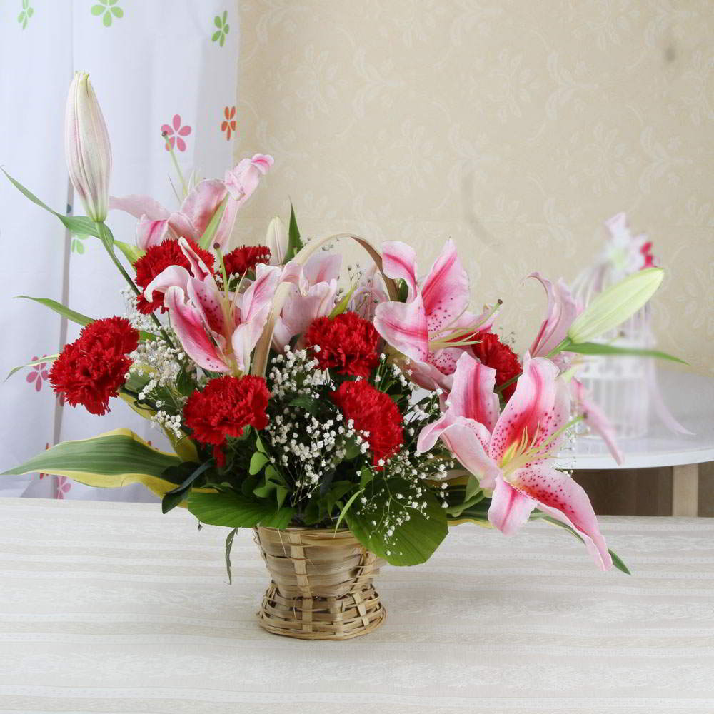 Marvelous Lilies and Carnations Basket
