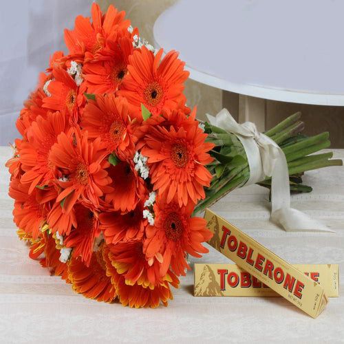 Gerberas and Toblerone Chocolates Combo