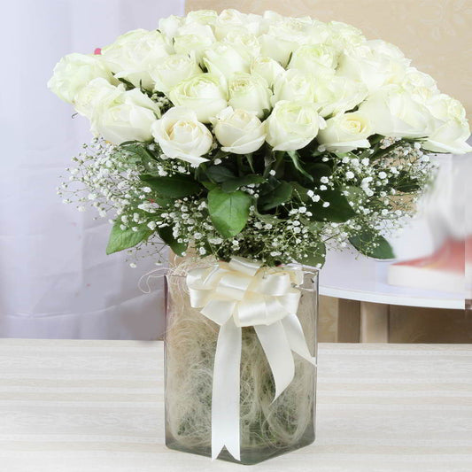 White Roses Vase Arrangement