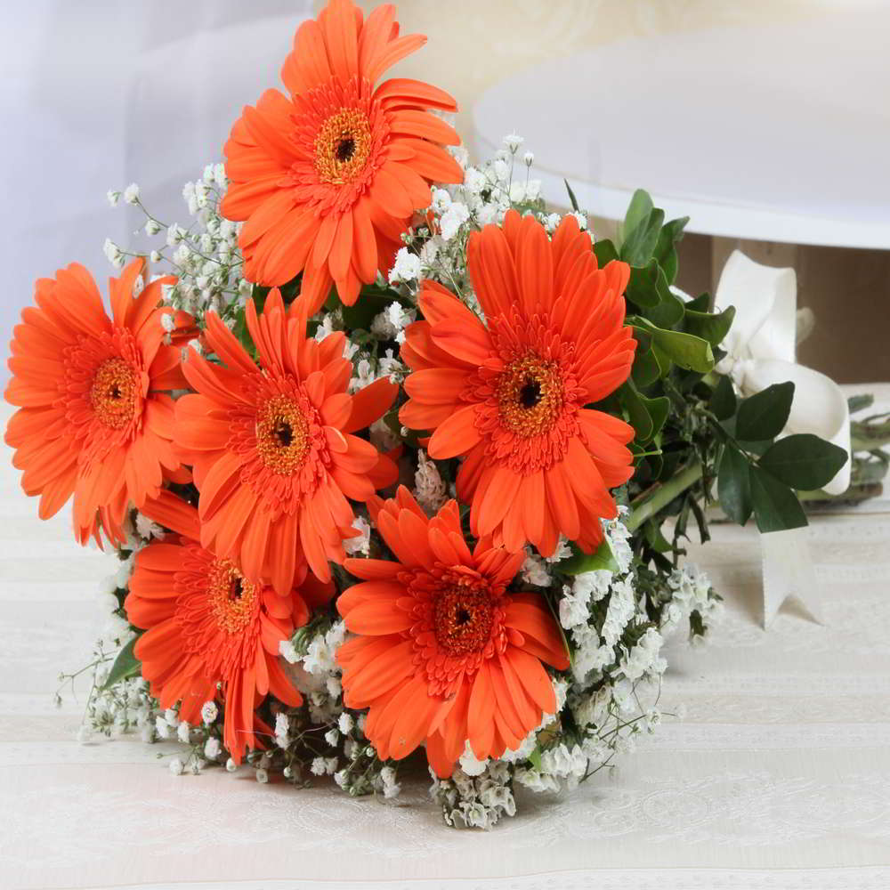 Six Orange Gerberas Bouquet