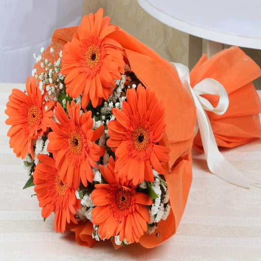 Sensational Orange Gerberas Bouquet for Hand Delivery