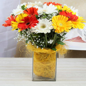 Charming Gerberas Glass Vase Delivery in India