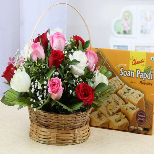 Mix Roses Arrangement with Soan Papdi